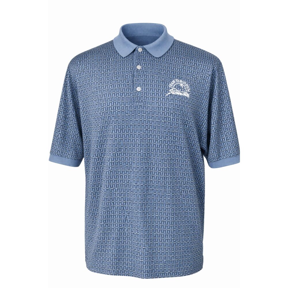 Bobby Jones Mens Polo Golf Shirt Blue Size L Embroidered Placket 101st U S Open